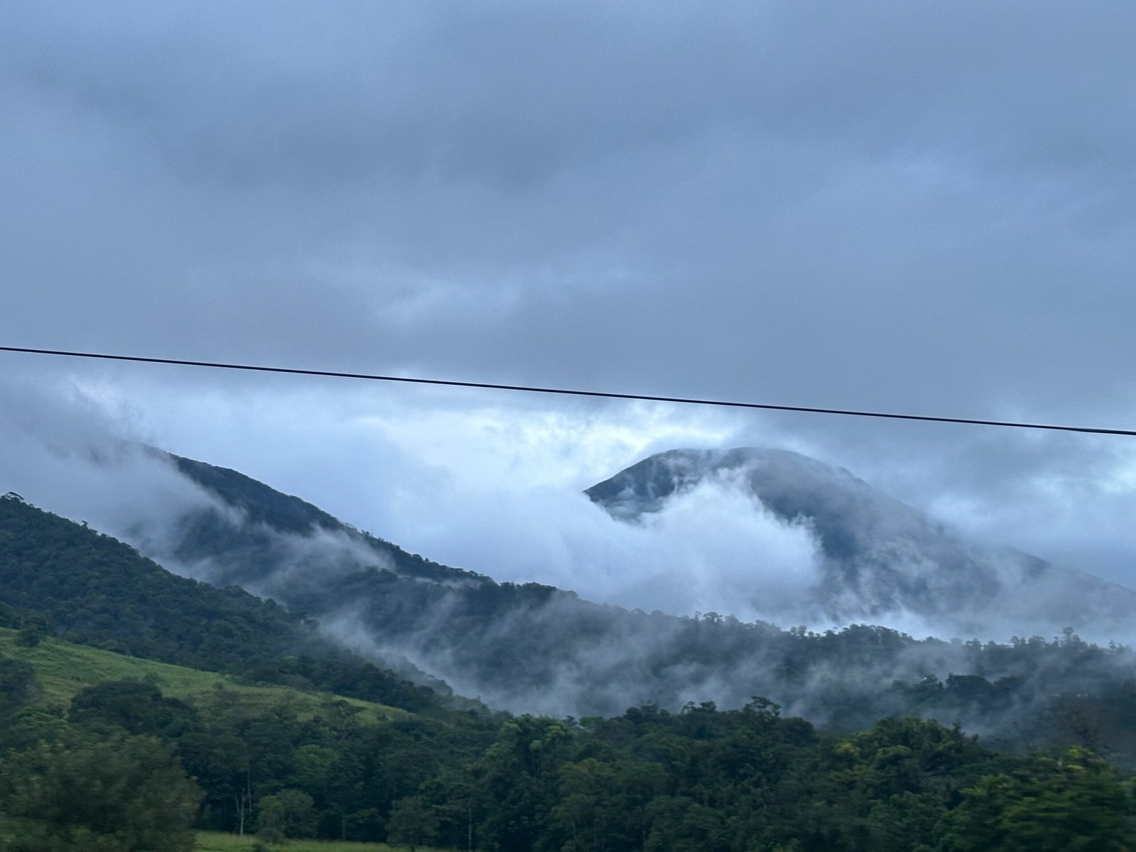 Drive to Upala, Fog over the mountains in costa rica