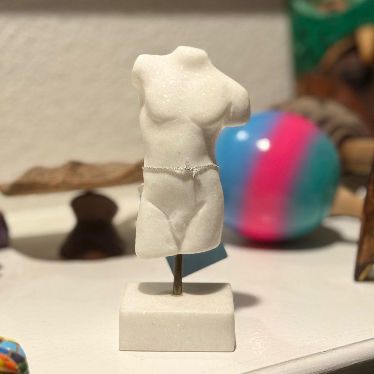 Traditional marble bust from Athens, a popular handmade souvenir in Greece showcasing ancient craftsmanship.