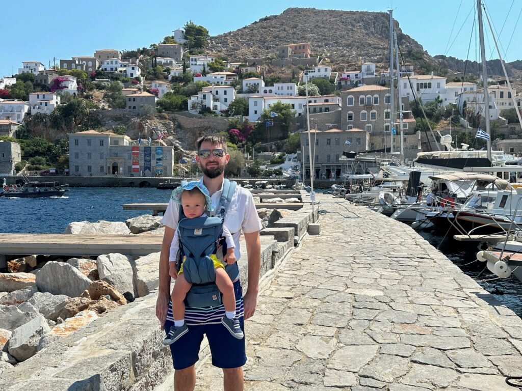 Hydra with a baby, family-friendly Greek islands, Greek island trips with toddlers